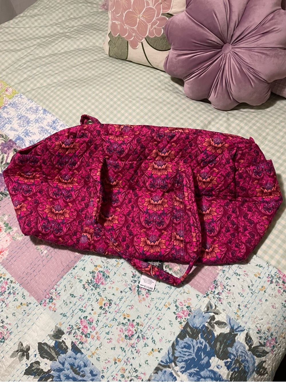 NWT Vera Bradley Wicked Large Original Duffel in She’s so Good, Glinda Pink